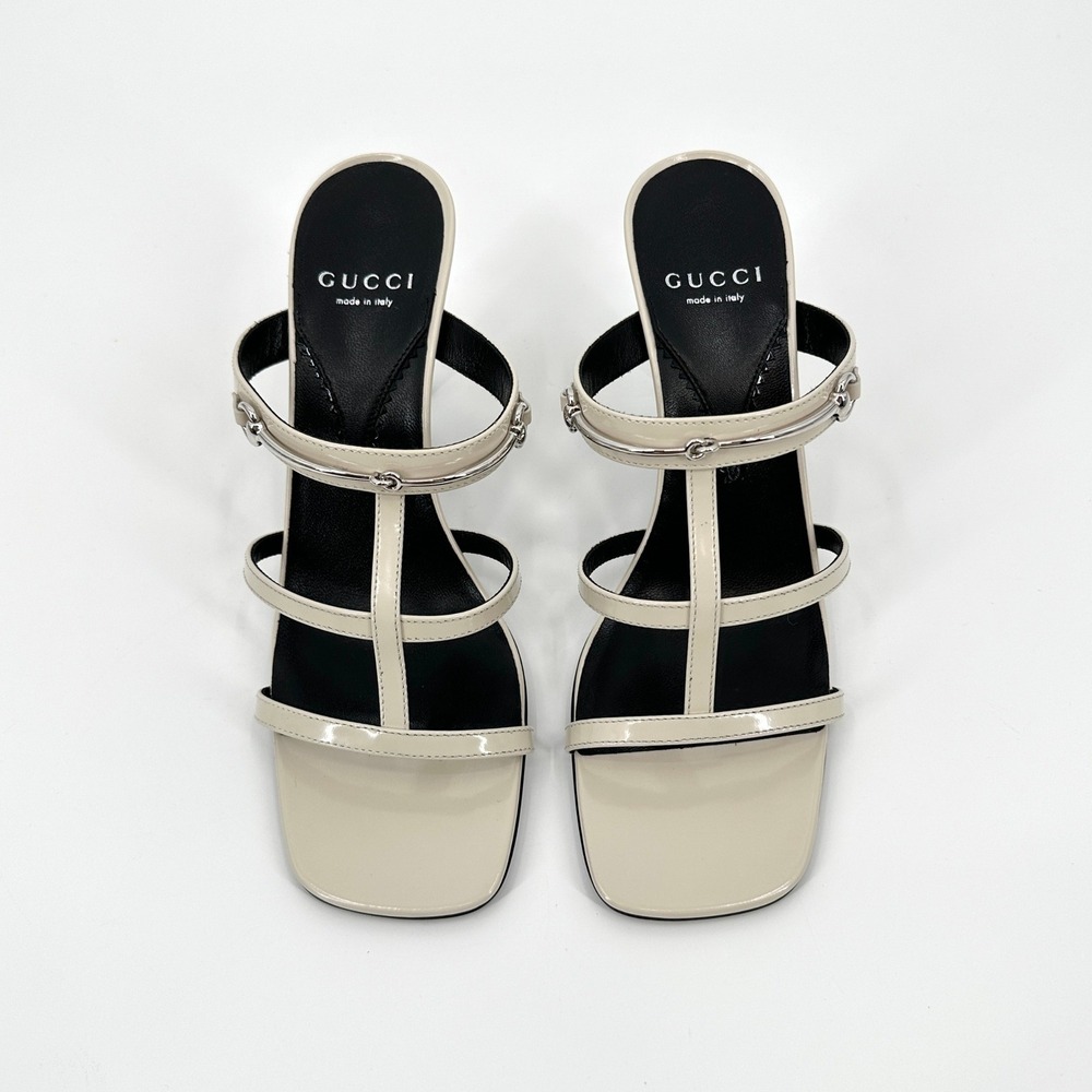 Gucci Mystic White Leather Divine Mule Sandal Silver Horsebit 37 NWOB